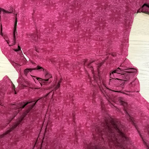 Free People Boho Lace Trim Deep V Fit & Flare Dress Velvet Burnout Pockets Fall - Picture 16 of 16